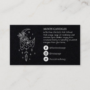 Floral Crustal Moon Candle Spell Business Card