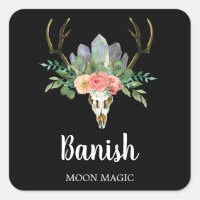 Floral Crystal Skull Intention Candle Labels