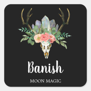 Floral Crystal Skull Intention Candle Labels