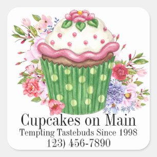Floral Cupcake Sticker