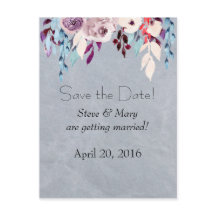 Floral Curtain Save the Date Postcard