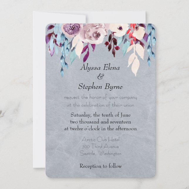 Floral Curtain Wedding Invitation (Front)