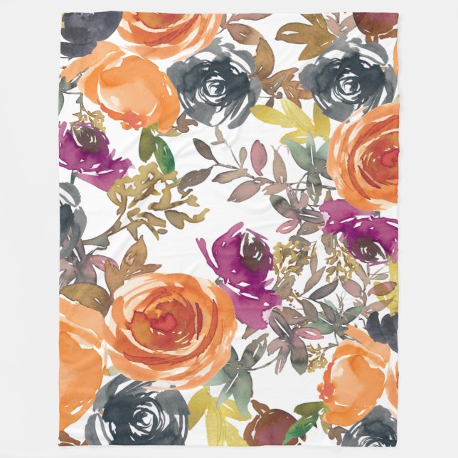 Floral Curtains Fleece Blanket (Front)