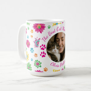 Floral Custom Best Cat Mom Photo Coffee Mug