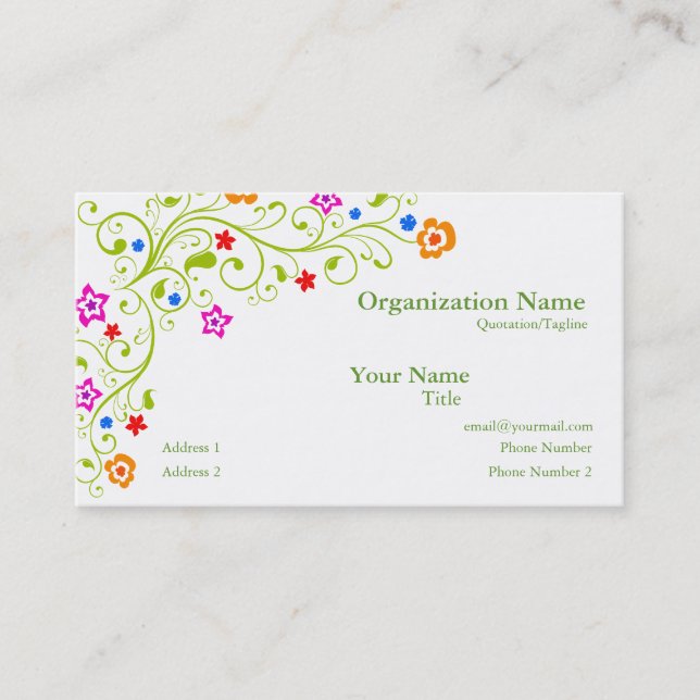 Floral Custom Business Cards (Front)