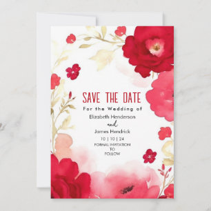 Floral Custom Crimson Red Digital Wedding Invitation