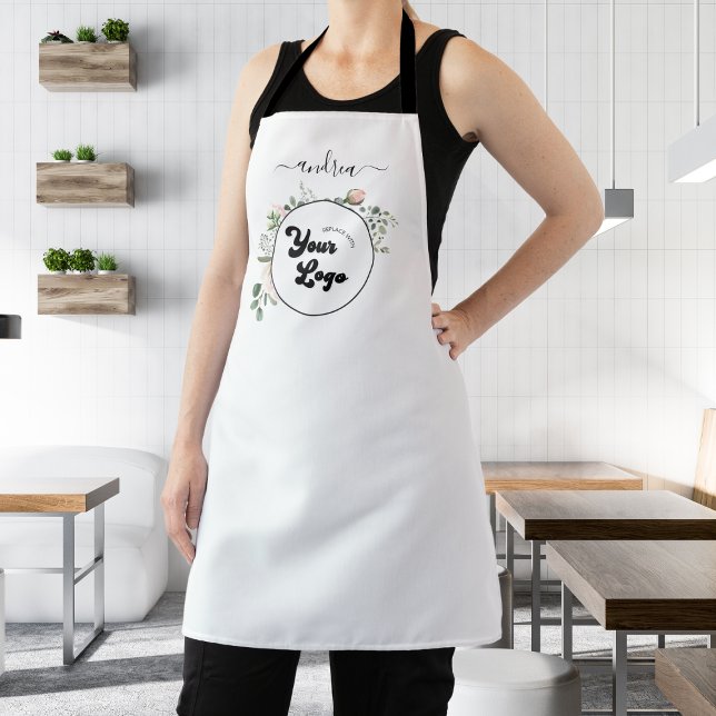 Floral Custom Logo Business Salon Hairstylist  Apron (Creator Uploaded)