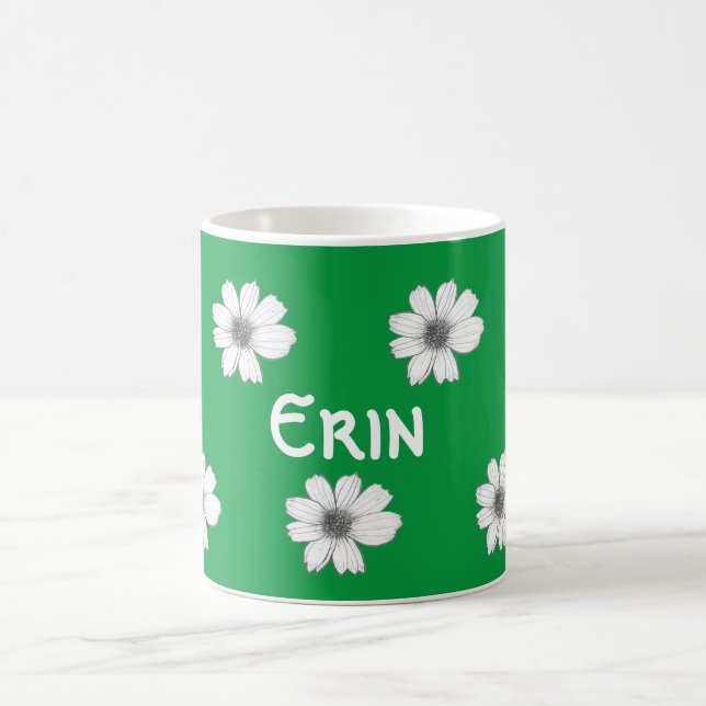 Floral Custom Name Irish Green Coffee Mug (Center)