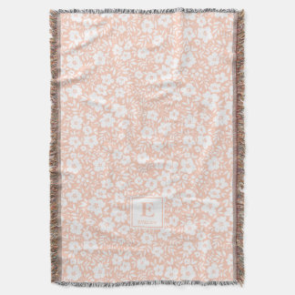 floral Custom Name Monogram Throw Blanket