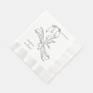 Floral Custom Name Personalized Elegant Napkin