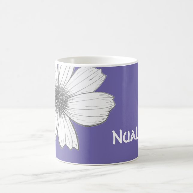 Floral Custom Name Purple Coffee Mug (Center)