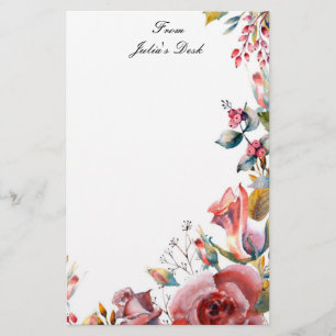 floral custom name stationery