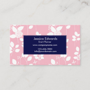 Floral Custom Personalised Pink Blue Business Card