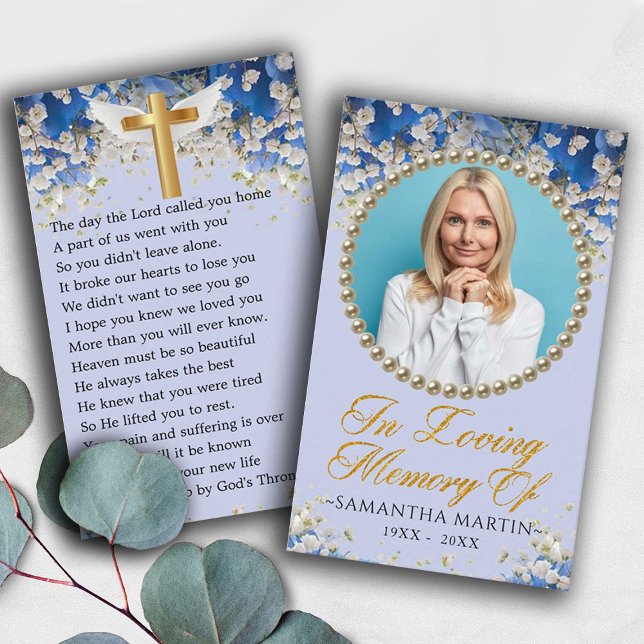 Floral Custom Photo Funeral Prayer Card (Creator Uploaded)