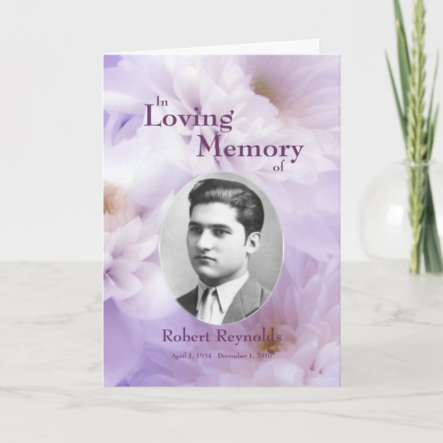 Floral Custom Photo In Loving Memory Card (Front)