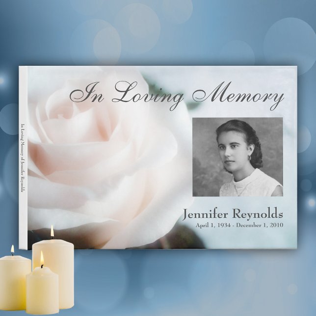 Floral Custom Photo Memorial Funeral Condolence Guest Book (Creator Uploaded)