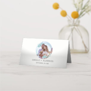 Floral Custom Photo Place Card
