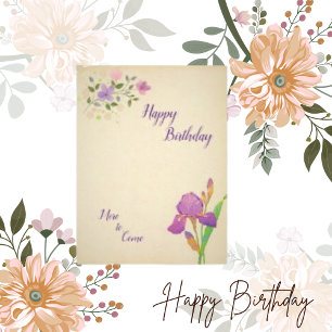 Floral Custom Semi Gloss Paper Birthday Postcard