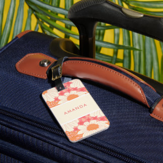 Floral Custom Text Luggage Tag