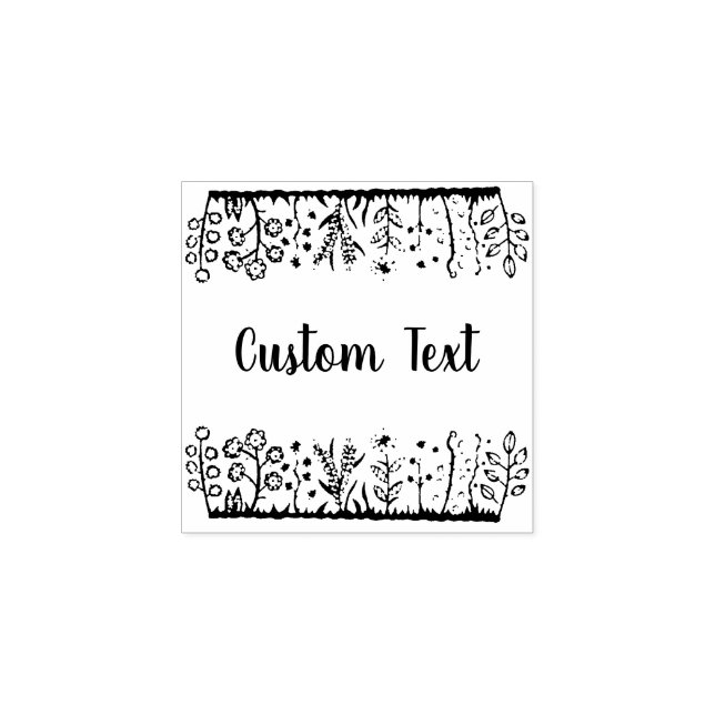 Floral Custom Text rubber stamp (Imprint)