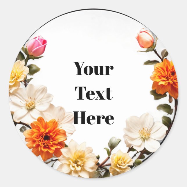 Floral Customisable Sticker Party/Weddings (Front)