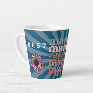 Floral Customise Best Mum Blue Latte Mug