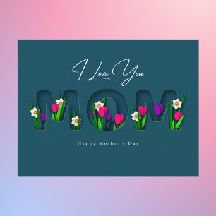 Floral Cut‑Out MOM Mother’s Day Postcard