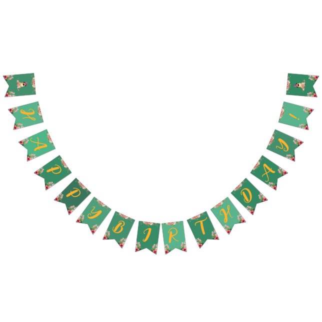 Floral Cute Puppy Kids Birthday Bunting (All)