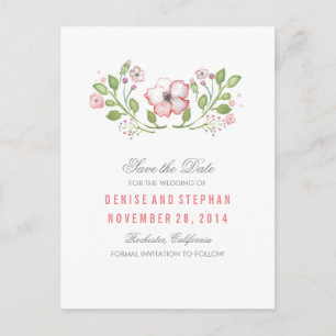 Floral Cute Save the Date Postcards