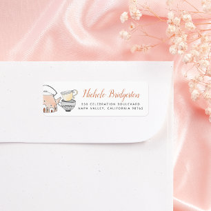 Floral Cute Teapot Calligraphy Return Address