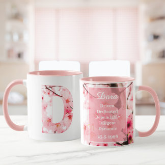 Floral D Initial Mug | Personalized Name & Traits 