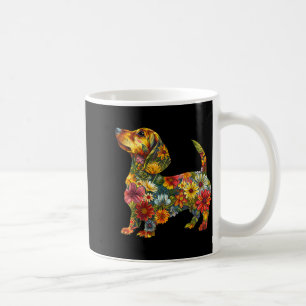 Floral Dachshund Cute Pet Dog Animal Lover Doxie M Coffee Mug