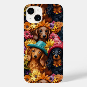 Floral Dachshund Seamless Pattern - Dog Lovers Case-Mate iPhone 14 Case