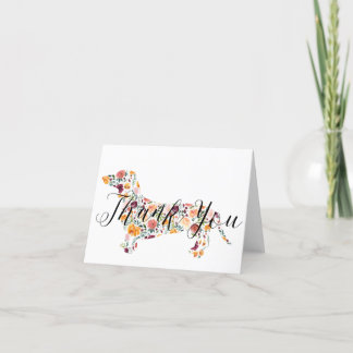 Floral Dachshund Thank You Card