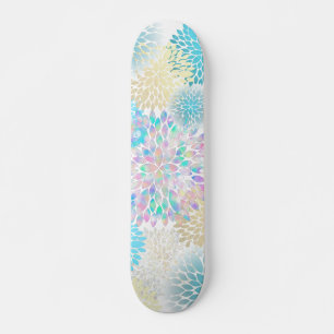 floral dahlia modern pattern skateboard
