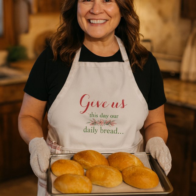 Floral Daily Bread Prayer Standard Apron (Creator Uploaded)