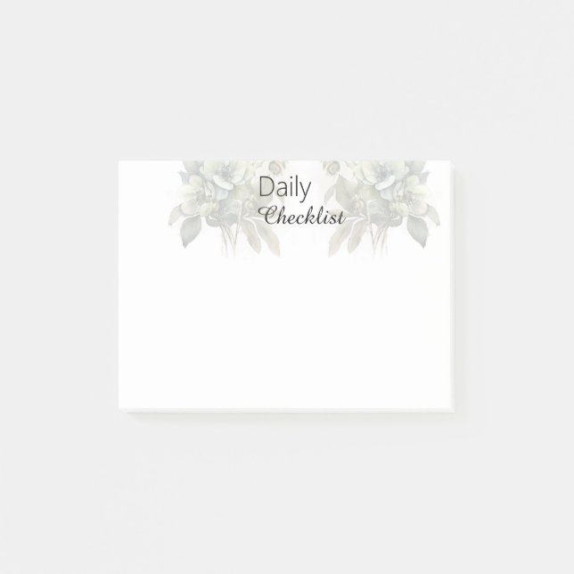 Floral Daily Checklist for self-care treat Post-it Notes (Front)