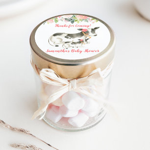 Floral Dairy Cow Custom Favour Sticker