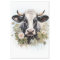 Floral Dairy Cow Holstein Friesian Watercolor