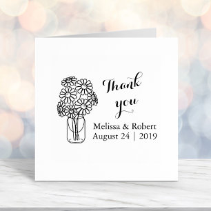Floral Daisies Mason Jar Thank You Wedding Self-inking Stamp