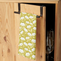 Floral Daisies Pattern Dark Gold & Olive Green