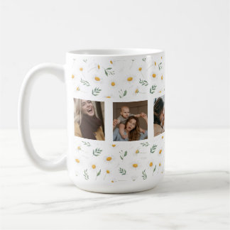Floral Daisy 6 Photo Collage - Custom Mother's day Coffee Mug