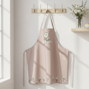 Floral Daisy Apron - Solid Color Botanical Kitchen