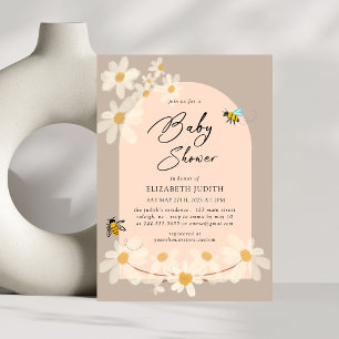 Floral Daisy Bees Baby Shower Invitation