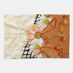 Floral Daisy Blossoms Destiny Gardens Tea Towel