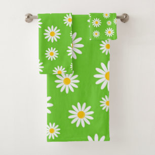Floral Daisy Pattern Bath Towel Set