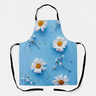 Floral Daisy Pattern - Light Blue Apron