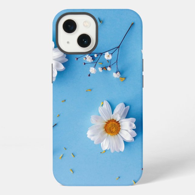 Floral Daisy Pattern - Light Blue iPhone Case (Back)