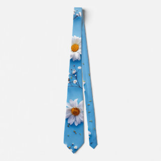 Floral Daisy Pattern - Light Blue Tie