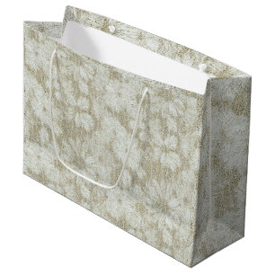 Floral Daisy Velvety Cream Texture Large Gift Bag